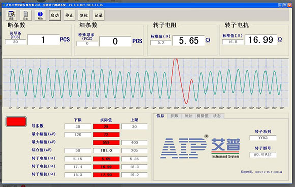 艾普智能儀器—鑄鋁轉子測試系統測試界面 艾普智能儀器—鑄鋁轉子測試系統測試界面